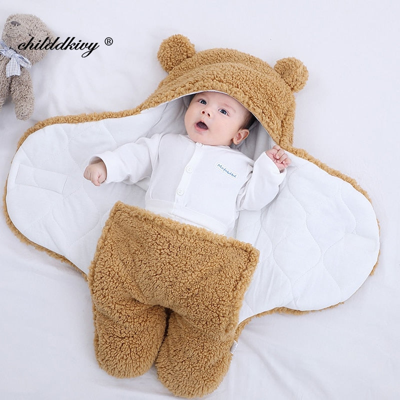 Cobertor Capuz de Ursinho para Bebe Dormir - Seguro e Confortável