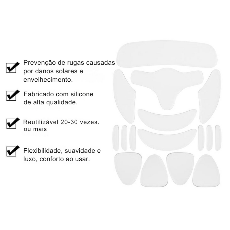 Adesivo de Silicone Antirrugas e Linhas de Expressão (16 Peças)